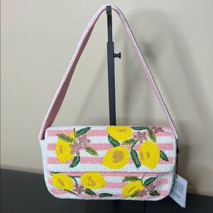 America & Beyond | Beaded Lemon Shoulder Bag 🍋